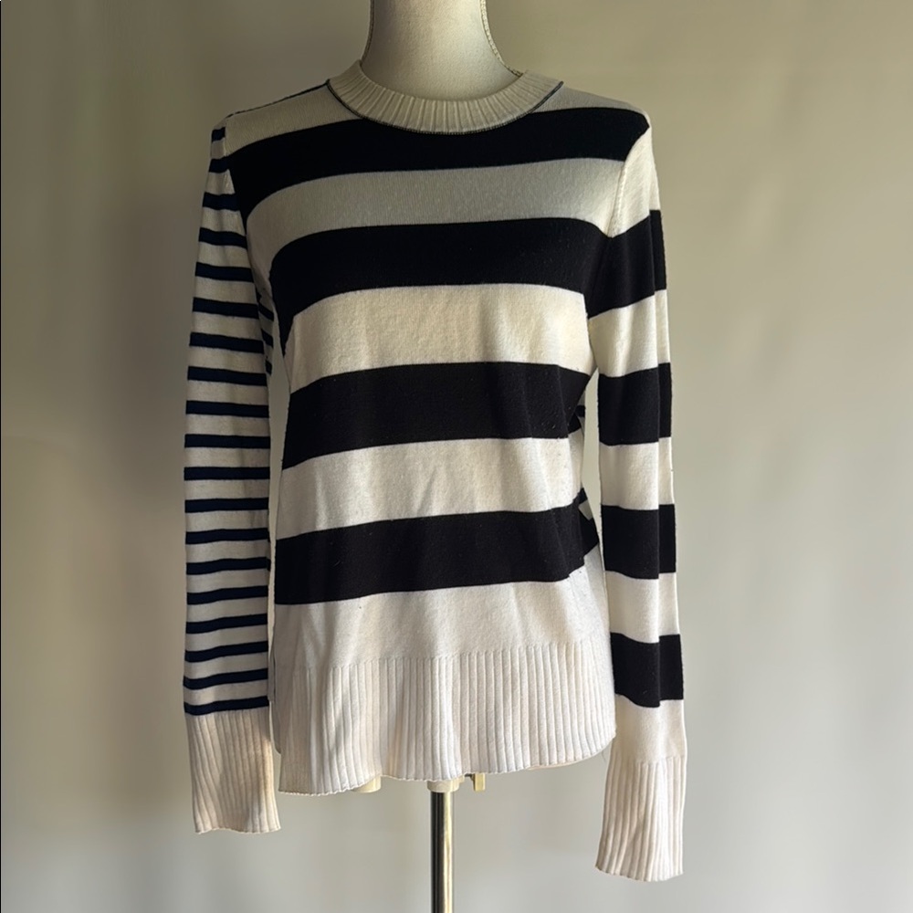 Jason Wu Striped Asymmetrical Crew Neck Sweater - sz M